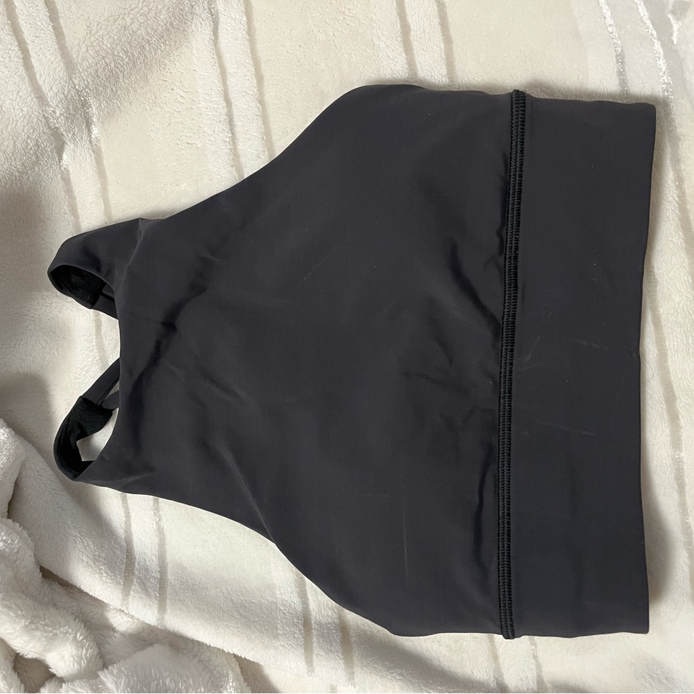 Lululemon Energy Longline High-Neck Bra Black, size 2, stretchy waistband